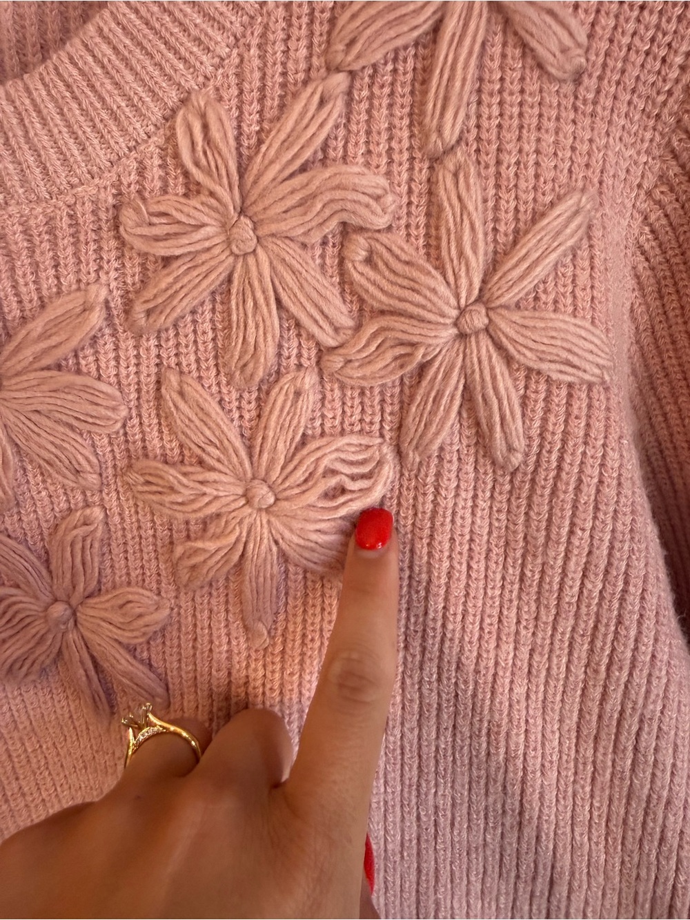 Nanette Lepore Blush Pink Floral Appliqué Sweater Cottagecore Coquette M - Picture 7 of 7